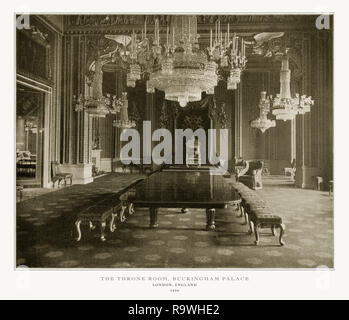 Throne Room, Buckingham Palace, London, Antique London Photograph, 1893 Stock Photo