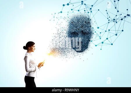 Artificial intelligence and future technologies. Mixed media Stock Photo