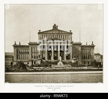 Comedy Theatre, Schiller Platz, Berlin, Germany, Antique German Photograph, 1893 Stock Photo