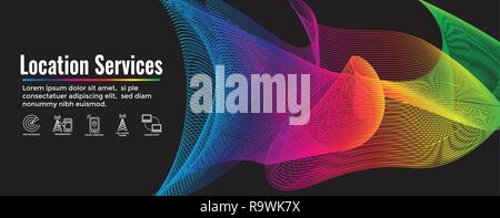 Mobile Cellular Service Web Header Banner with Cellphone Towers & Service area Stock Vector