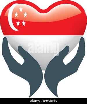 Singapore flag, vector illustration on a white background. Stock Vector