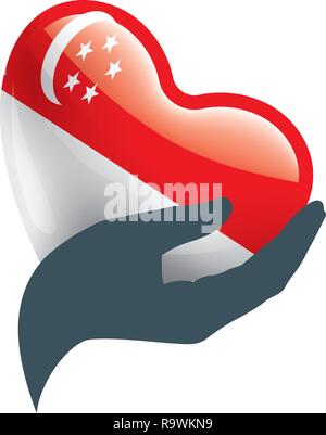 Singapore flag, vector illustration on a white background. Stock Vector