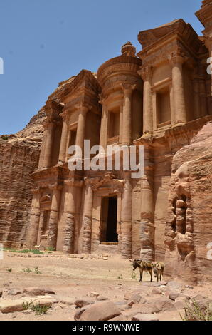 The Monastery in Petra ancient city in Jordan. Stock Photo