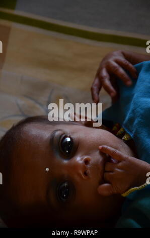 A malnourished child in Sindh, Pakistan. Stock Photo