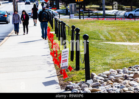 Millersville, PA, USA - February 22, 2016:  The Red Flag Campaign at the Millersville University, in Lancaster County, PA Stock Photo