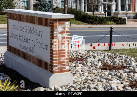 Millersville, PA, USA - February 22, 2016:  Students are reminded that if they see red flags in a dating relationship to seek help, at the Millersvill Stock Photo