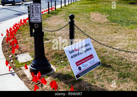 Millersville, PA, USA - February 22, 2016:  Students are reminded that if they see red flags in a dating relationship to seek help. Stock Photo