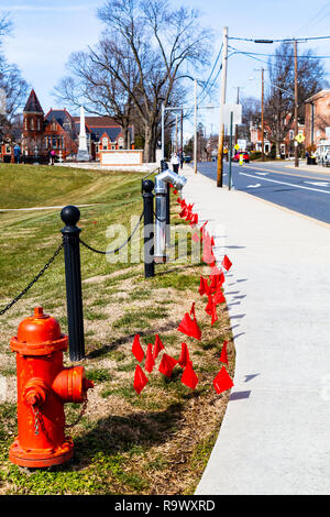 Millersville, PA, USA - February 22, 2016:  Students are reminded that if they see red flags in a dating relationship to seek help. Stock Photo