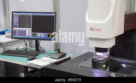 Bangkok, Thailand - November 23, 2018: Vision optical measuring workpiece in Metalex 2018 Stock Photo