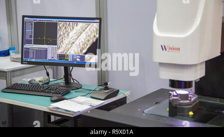 Bangkok, Thailand - November 23, 2018: Vision optical measuring workpiece in Metalex 2018 Stock Photo