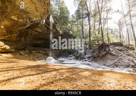 Ohio, USA, has major unique and beautiful landscape including this waterfall in Hocking hill. Stock Photo