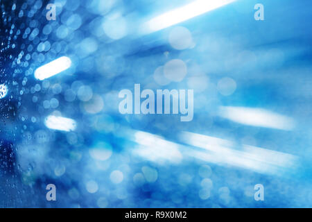 Abstract light view in raining day, bokeh and defocused. Stock Photo