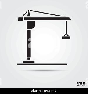 Construction crane icon vector. Building equipment symbol. Stock Vector