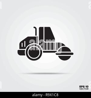 road roller glyph icon vector Stock Vector