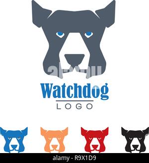 Company logo template with watchdog vector illustration. Protection and security symbol. Stock Vector
