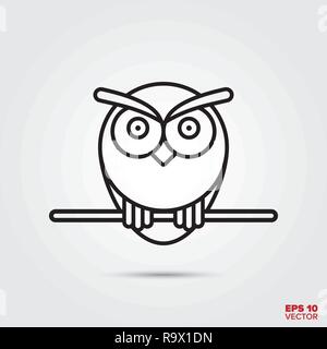 Owl line icon vector illustration. Knowledge and wisdom symbol. Stock Vector