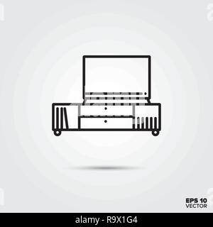 sideboard with TV set line icon vector illustration. Home decoration and interior symbol. Stock Vector