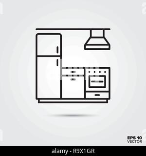 Kitchenette line icon vector illustration. Home decoration and interior symbol. Stock Vector