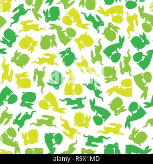 Easter bunnies seamless background pattern vector illustration Stock Vector