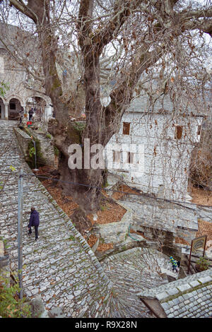 View to Makrinitsa village, Pelion Greece Stock Photo