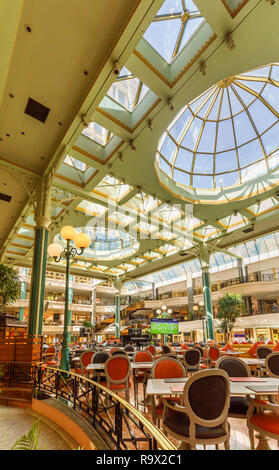 Interior of the modern light and airy First Mall, La Gourmandise, part of the luxurious Cairo At The First Residence Four Seasons Hotel, Cairo, Egypt