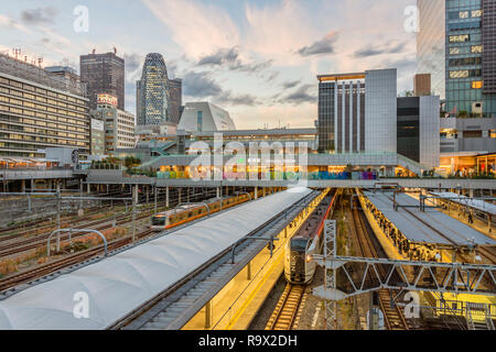 New South Gate and Southern Terrace of Shinjuku Station at dawn, Tokyo, Japan Stock Photo