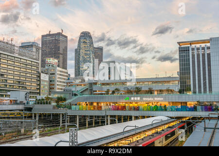 New South Gate and Southern Terrace of Shinjuku Station at dawn, Tokyo, Japan Stock Photo