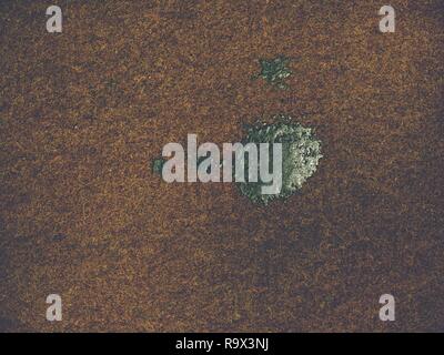 Gray brown woolen texture from worn carpet on house floor. Texture of textile rug with striped pattern Stock Photo