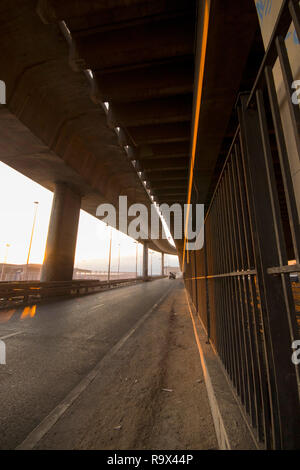 detail of concrete columns underneath motorway bridge Marseilles, South of France, France Stock Photo