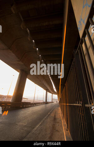 detail of concrete columns underneath motorway bridge Marseilles, South of France, France Stock Photo