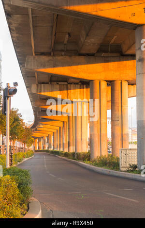 detail of concrete columns underneath motorway bridge Marseilles, South of France, France Stock Photo