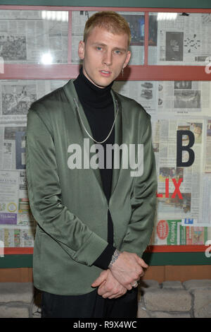 Colson Baker aka Machine Gun Kelly attends the New York screening of 'Bird Box' at Alice Tully Hall, Lincoln Center on December 17, 2018 in New York C Stock Photo