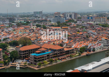 The old town of Melaka from above. Stock Photo