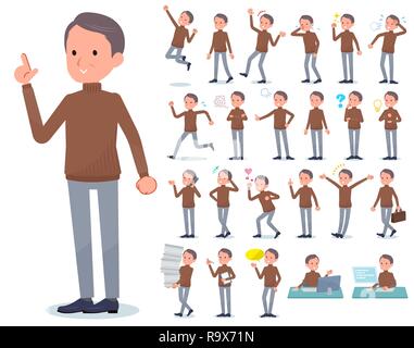 A set of middle Age man with who express various emotions.There are actions related to workplaces and personal computers.It's vector art so it's easy  Stock Vector