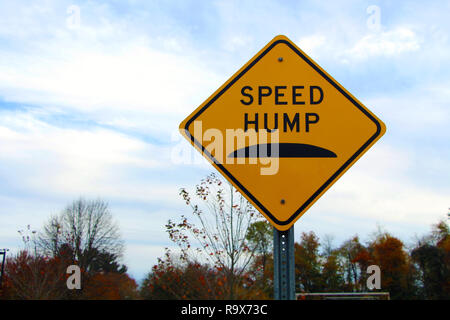 Speed Bump Sign in a Park Stock Photo