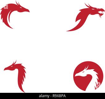 Head dragon flat color logo template vector illustration Stock Vector