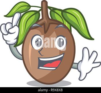 Finger slice sapodilla fruit on shape cartoon Stock Vector