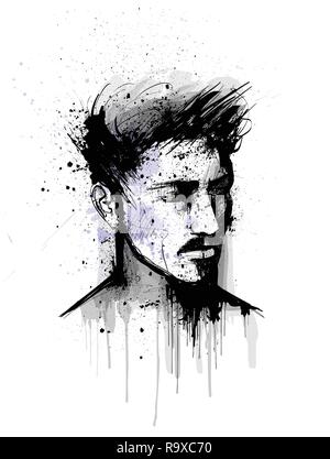 original portrait of a man face - vector illustration Stock Vector