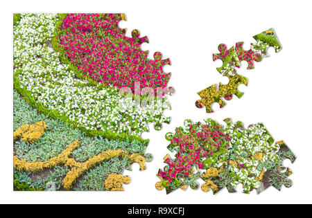 Flowerbed finely cured - concept image in puzzle shape Stock Photo