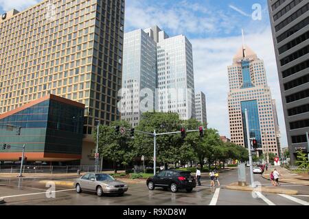 PITTSBURGH, USA - JUNE 30, 2013: Street level view of Pittsburgh. It is the 2nd largest city of Pennsylvania with population of 305,841. Stock Photo