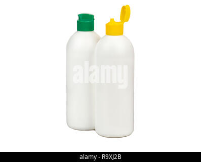 Two empty liquid bottles isolated on white background Stock Photo