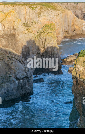 Stack Rocks, Castlemartin, Pembrokeshire, Wales Stock Photo