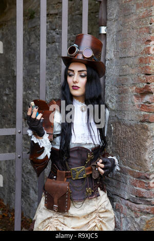 Female Steampunk Cosplay at Lucca Comics 2018, Lucca, Italy Stock Photo
