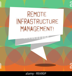 Word writing text Remote Infrastructure Management. Business concept for Managing of computer hardware and software Folded 3D Ribbon Strip Solid Color Stock Photo