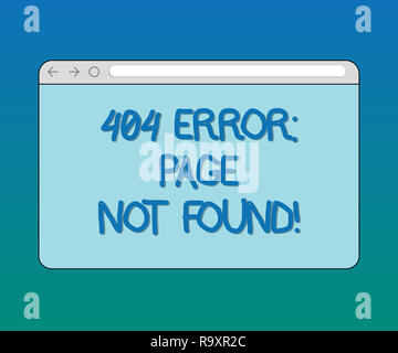 Handwriting text 404 Error Page Not Found. Concept meaning Webpage on Server has been Removed or Moved Monitor Screen with Forward Backward Progress C Stock Photo
