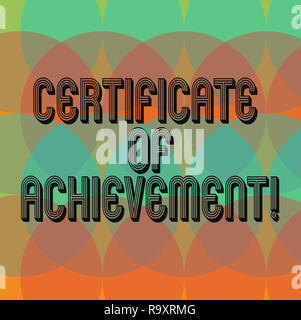 Text sign showing Certificate Of Achievement. Conceptual photo certify that a demonstrating done exceptionally well Circles Overlay Creating Spectrum  Stock Photo