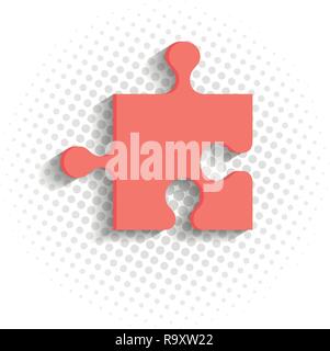Abstract vector header design with puzzle piece in living coral color. Stock Vector