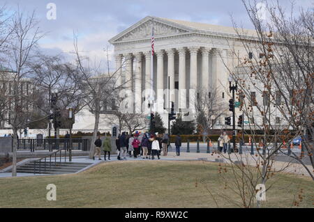 View of Visitors in front of the US Supreme Court Building in Washington DC Stock Photo