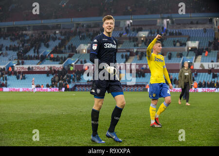 Goalkeeper Bailey Peacock-Farrell of Leeds United at full time during the Sky Bet Championship match between Aston Villa and Leeds United at Villa Par Stock Photo