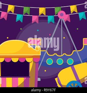 pirate ship of amusement park vector illustration design Stock Vector